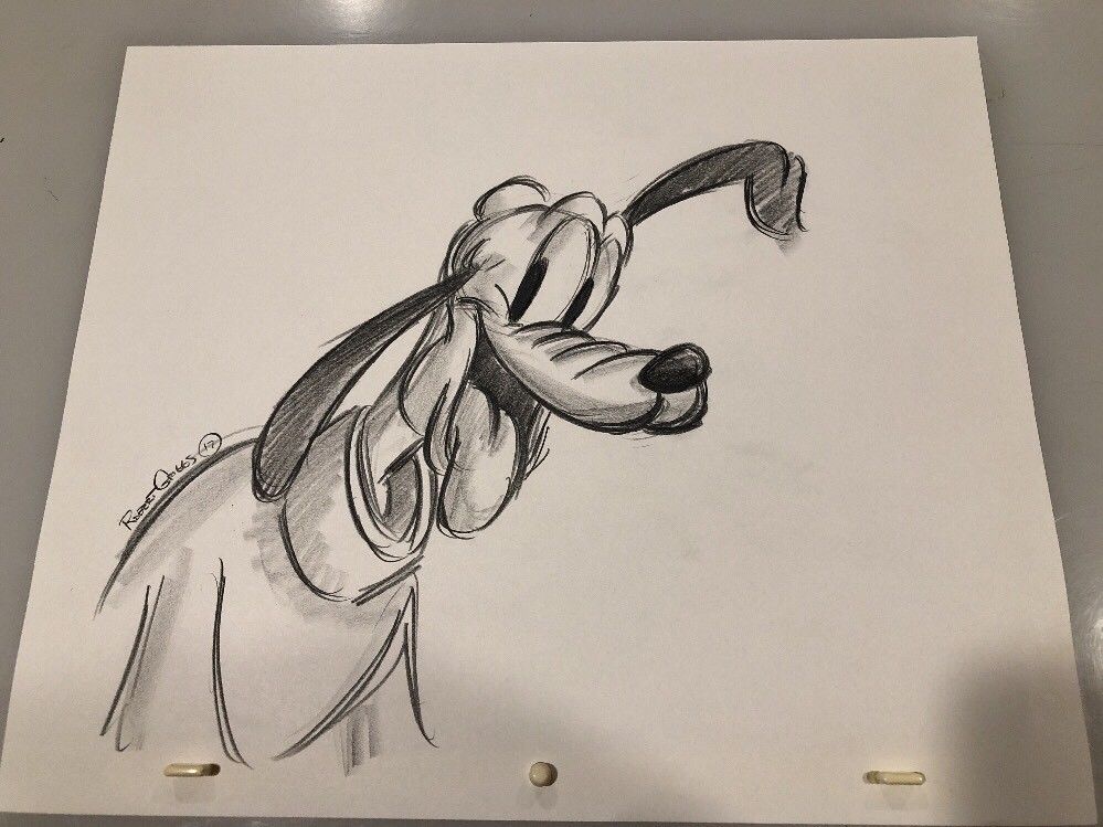 999x749 Walt Disney Pluto Original Pencil Sketch Drawing Animation - Pluto Sketch