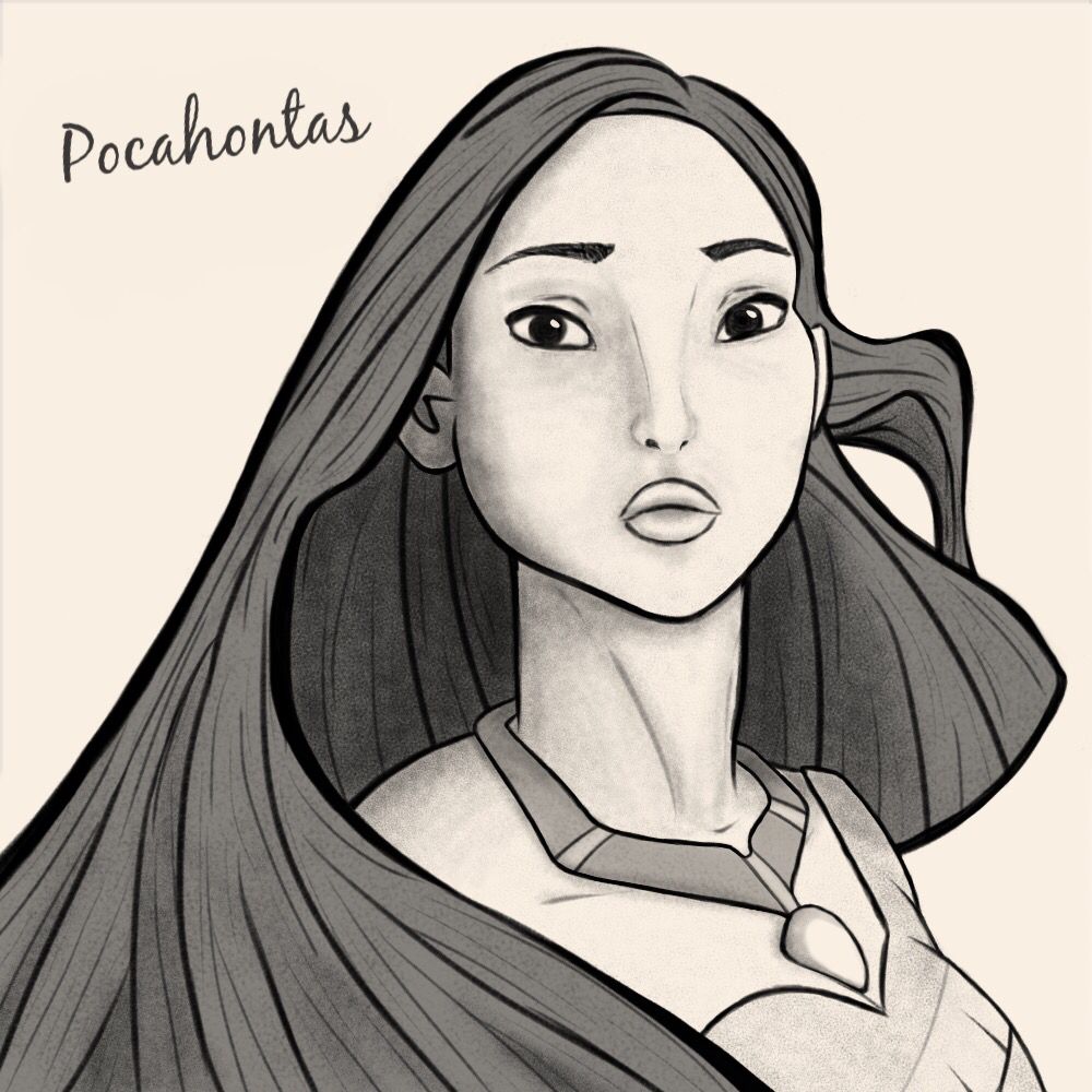 1000x1000 Pocahontas Sketch - Pocahontas Sketch