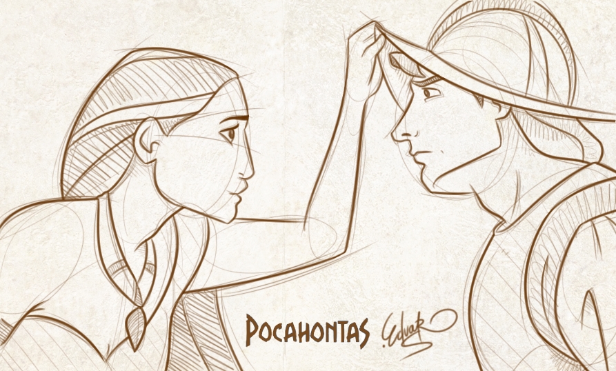 893x538 Pocahontas Sketch. By Eduardosq - Pocahontas Sketch