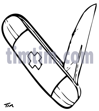 408x457 Free Drawing Of A Swiss Army Knife Bw From The Category Fishing - Pocket Knife Sketch