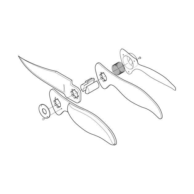 630x630 Limited Edition. Exclusive Pocket Knife Exploded View - Pocket Knife Sketch