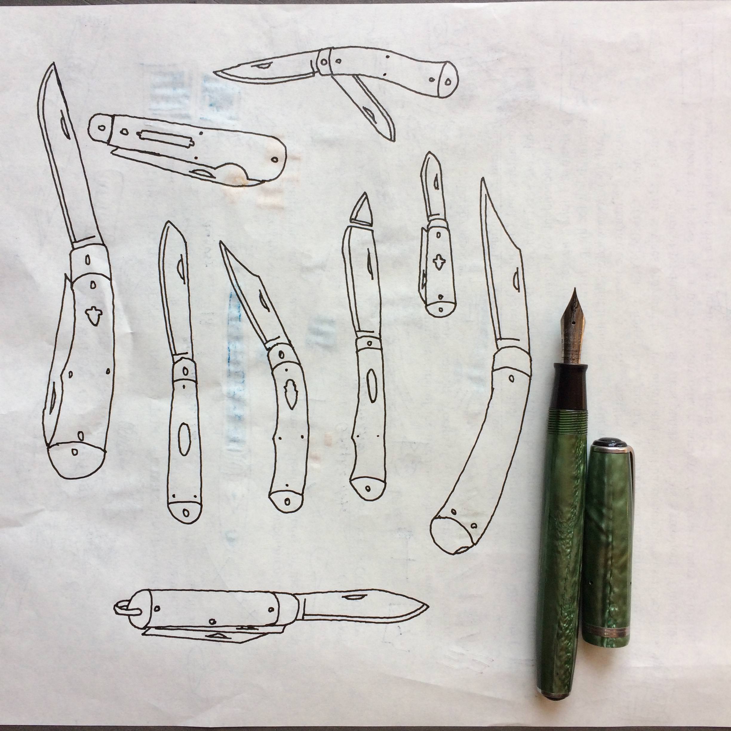 2448x2448 Pocket Knife Doodling With My Esterbrook J 2668 Fountainpens - Pocket Knife Sketch
