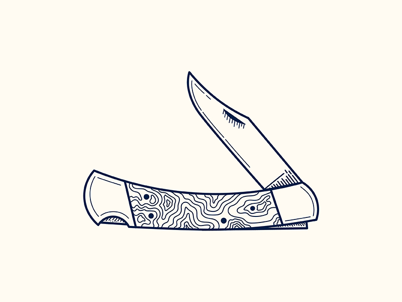 800x600 Topography Pocket Knife Illustration By Brent Gilbert - Pocket Knife Sketch