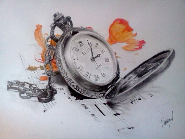 640x480 Pocket Watch Sketch By Chimere36 Clock Time - Pocket Watch Sketch