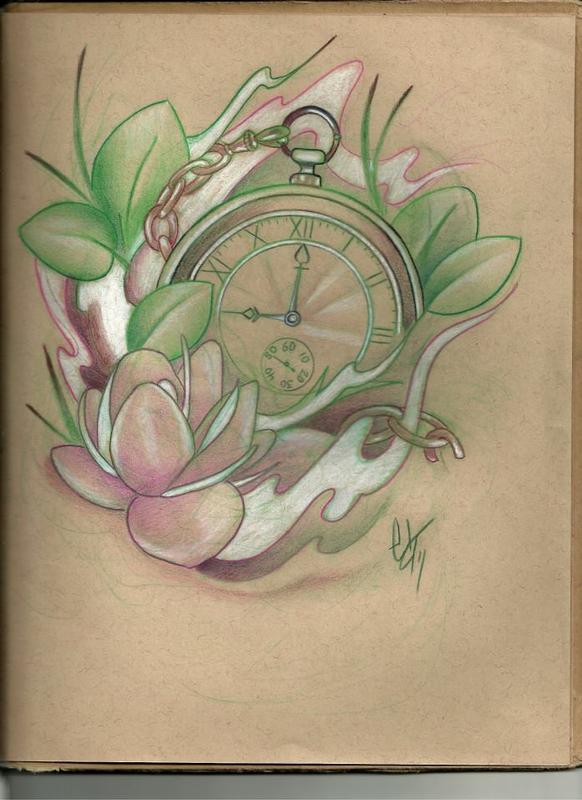 582x800 Pocket Watch Sketch By Daniel Adamczyk Tattoonow - Pocket Watch Sketch