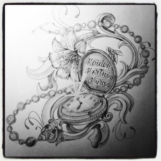 Pocket Watch Tattoo Sketch at PaintingValley.com | Explore collection ...