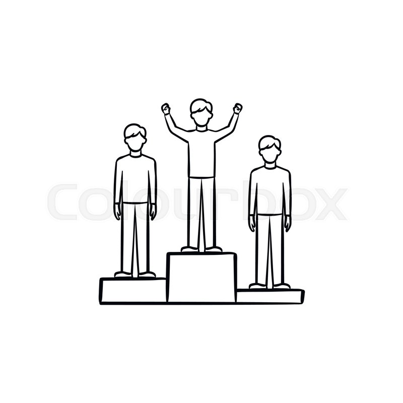 800x800 Win Medal Team Hand Drawn Outline Doodle Icon. Winner Podium - Podium Sketch