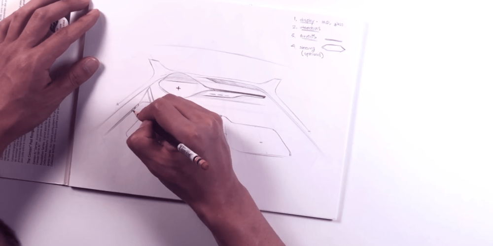 1000x500 Car Design Interior Design One Point Perspective Sketch - Point Sketch