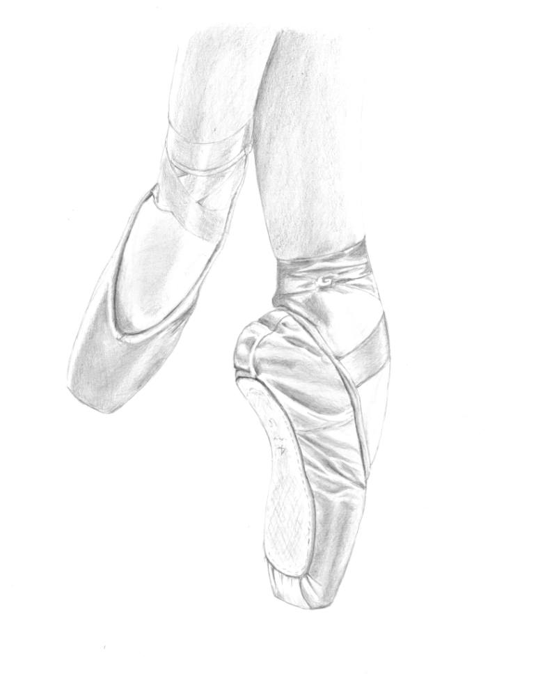 770x971 En Pointe Ballet Shoes Drawing By Tracey Carmen Saatchi Art - Pointe Shoe Sketch