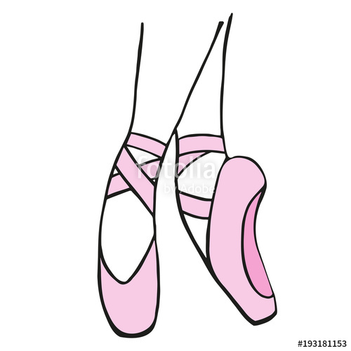 500x500 Pink Pointe Shoes, Hand Drawing Vector Illustration Sketch - Pointe Shoe Sketch