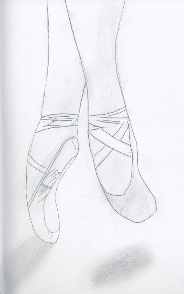 600x955 Pointe Shoes Sketch By Somethingfishy6 - Pointe Shoe Sketch
