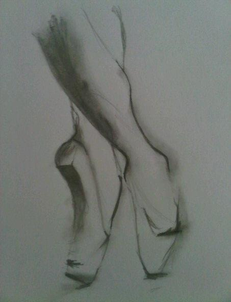 453x592 Pointe Shoe Sketch This Is My Very First Attempt In - Pointe Shoe Sketch