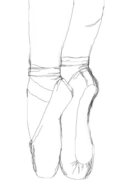 400x600 Pointe Shoes Sketch A Black White Speedpaint Drawing By - Pointe Shoe Sketch
