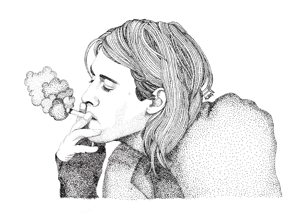 1200x849 Kurt Cobain Pointillism Illustration On Behance - Pointillism Sketch