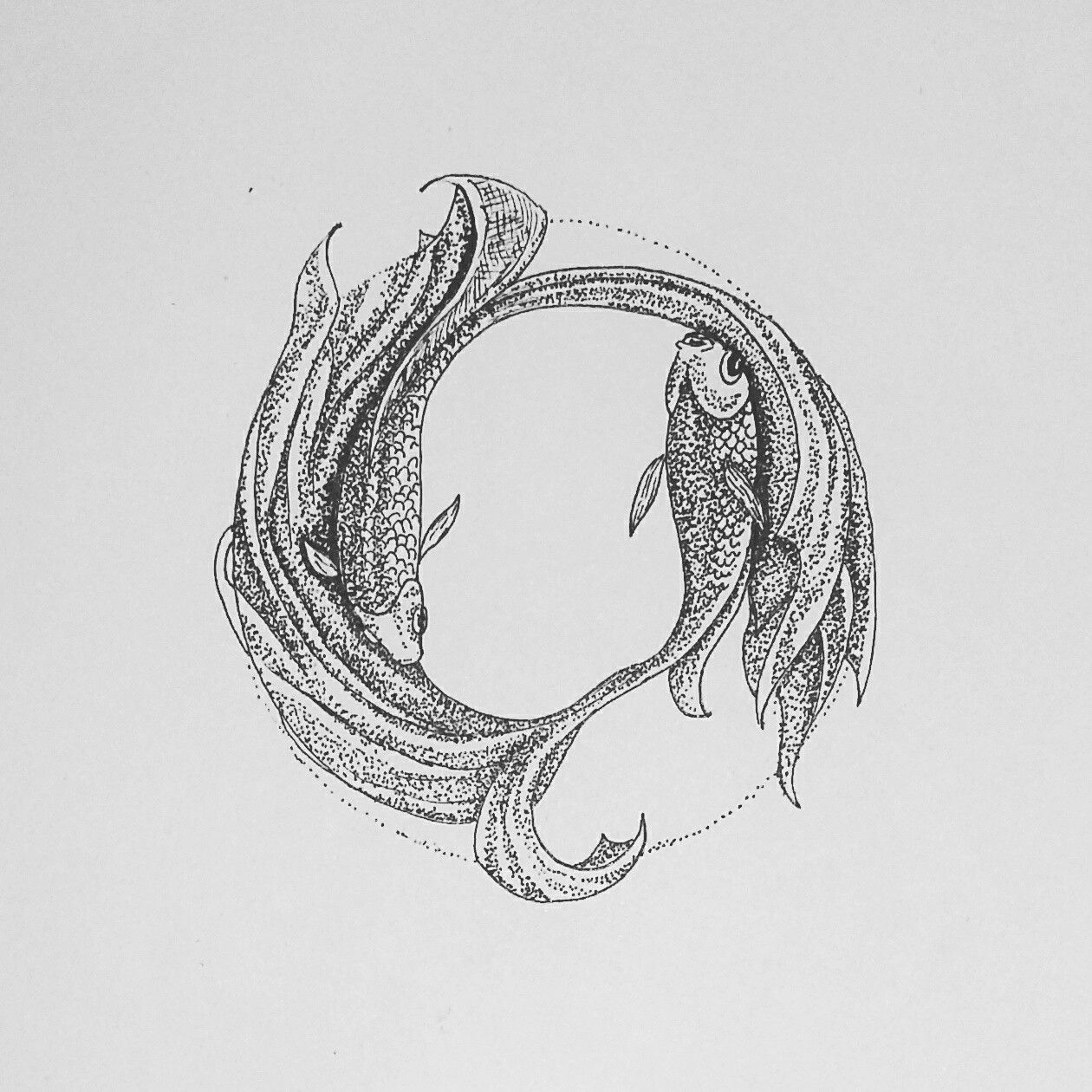 1260x1260 Guppy Fish - Pointillism Sketch