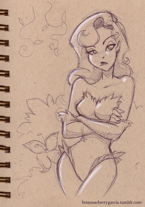 500x711 Poison Ivy. Character Sketch Drawing Illustration Inspiration - Poison Ivy Sketch