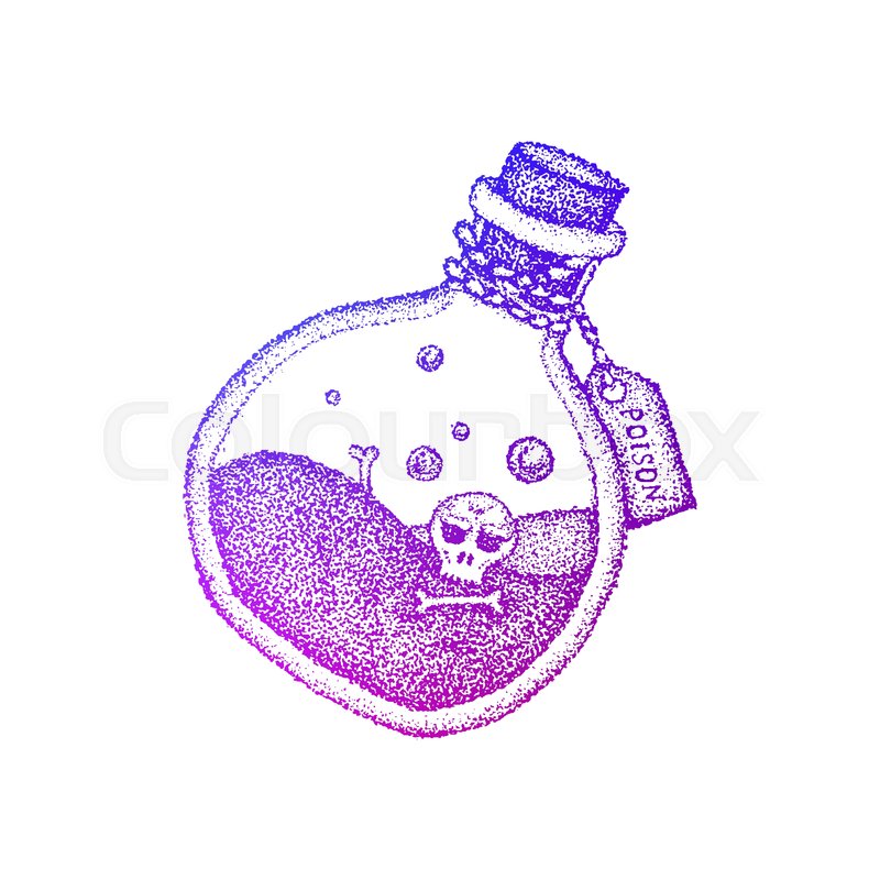 800x800 Poison Bottle Colorful Sketch. Vector Illustration Of T Shirt - Poison Sketch