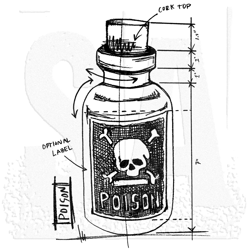 800x800 Tim Holtz Wood Mounted Stamp - Poison Sketch