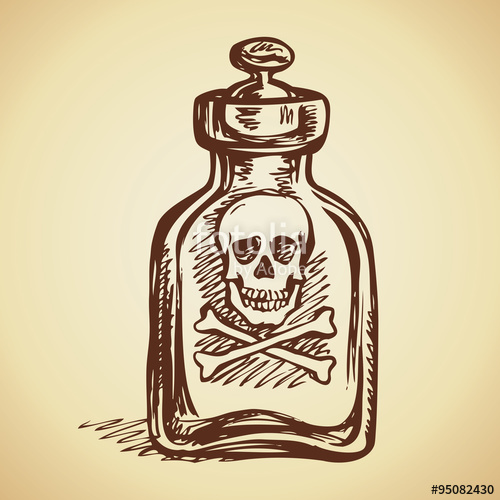 500x500 Glass Bottles Of Poison. Vector Drawing Stock Image And Royalty - Poison Sketch