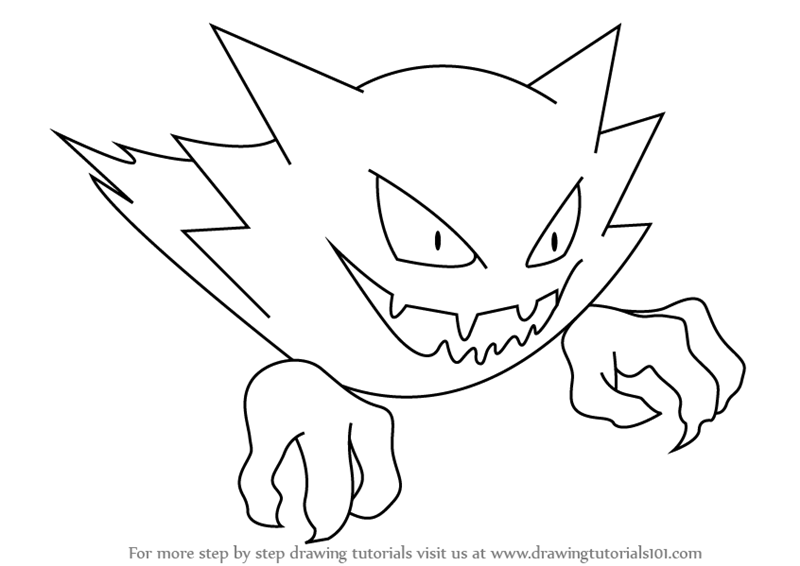 800x566 Learn How To Draw Haunter From Pokemon (Pokemon) Step By Step - Pokemon Easy Sketch