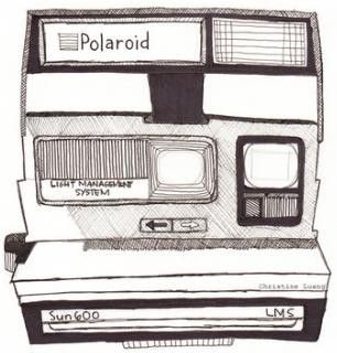 306x320 Polaroid Drawing Posters Prints Drawings - Polaroid Camera Sketch