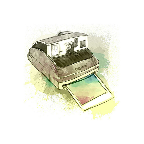 500x500 Polaroid Sketch By Kat Cameron On We Heart It - Polaroid Sketch
