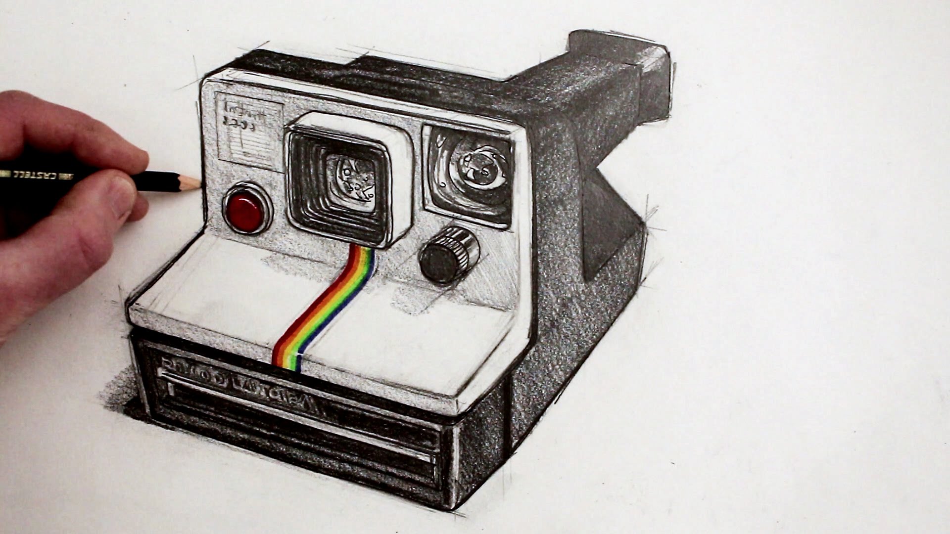 1920x1080 How To Draw A Camera Polaroid Land Camera - Polaroid Sketch