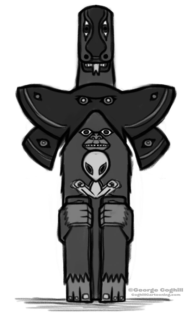 640x1093 Cryptid Totem Pole Cartoon Sketch 01 - Pole Sketch
