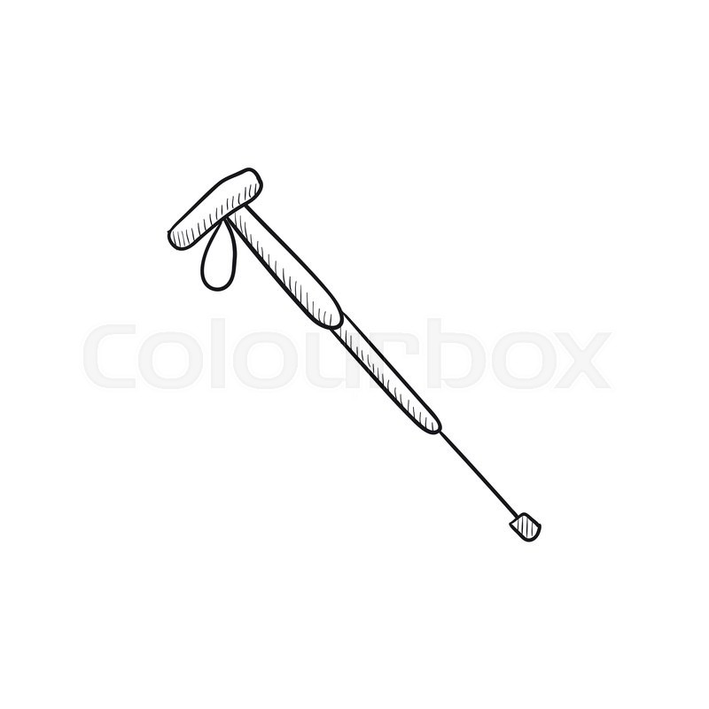 800x800 Hiking Pole Vector Sketch Icon Isolated On Background. Hand Drawn - Pole Sketch