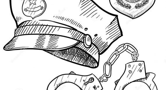 570x310 Numbers Coloring Sheets - Police Badge Sketch