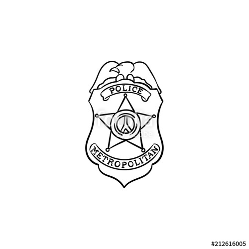 500x500 Police Badge Hand Drawn Outline Doodle Icon. Police Help, Patrol - Police Badge Sketch
