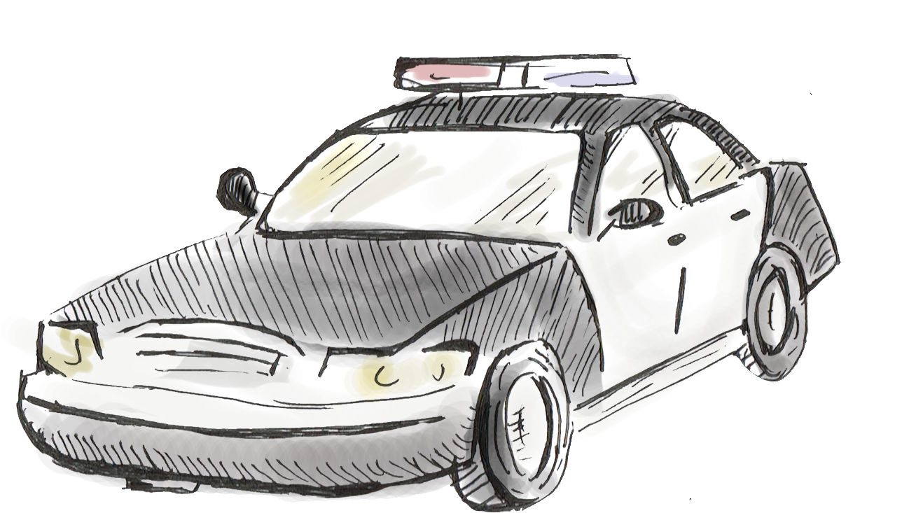 1298x733 Collection Of Free Sketch Drawing Car. Download On Ubisafe - Police Car Sketch