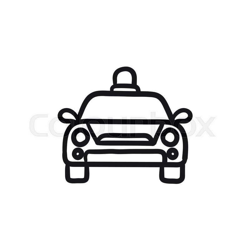 800x800 Police Car Vector Sketch Icon Isolated On Background. Hand Drawn - Police Car Sketch