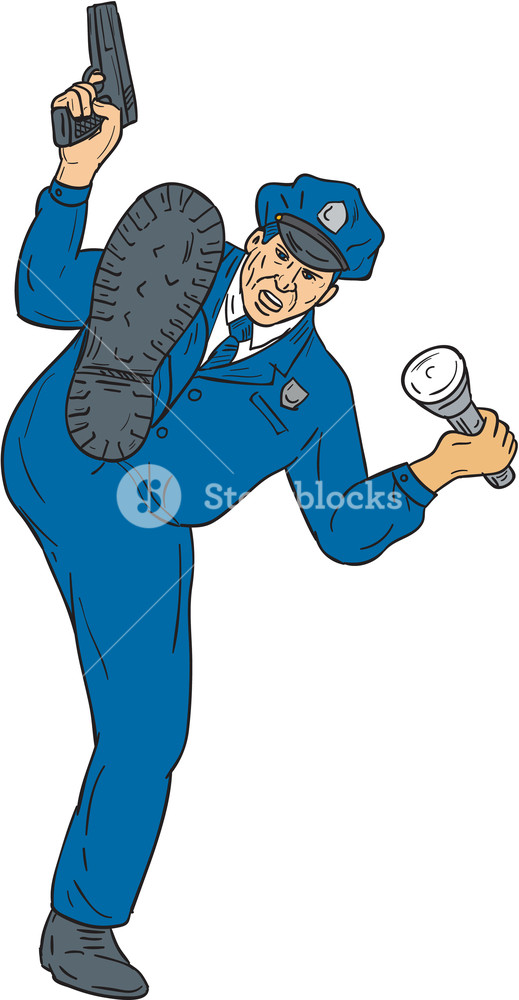 519x1000 Drawing Sketch Style Illustration Of A Policeman Police Officer - Police Officer Sketch