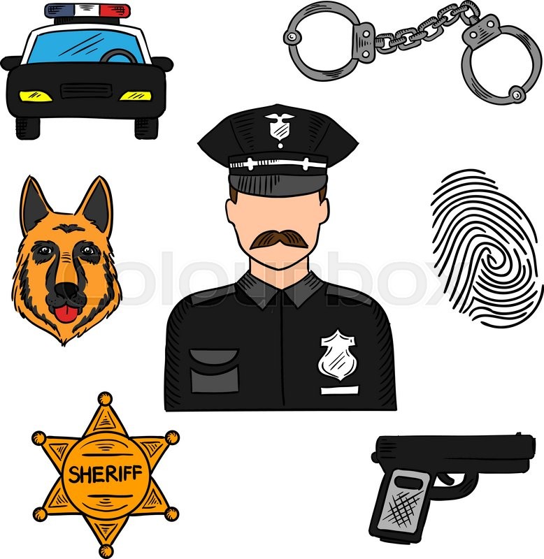 778x800 Policeman Sketch Icon For Law, Security And Police Professions - Police Officer Sketch