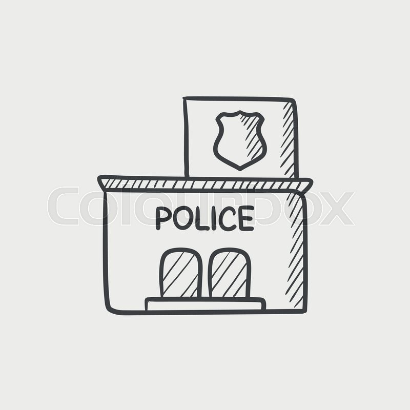 800x800 Police Station Sketch Icon For Web, Mobile And Infographics. Hand - Police Station Sketch