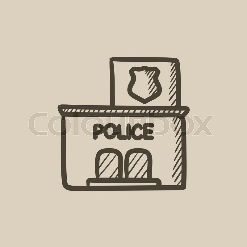 800x800 Police Station Vector Sketch Icon Isolated On Background. Hand - Police Station Sketch