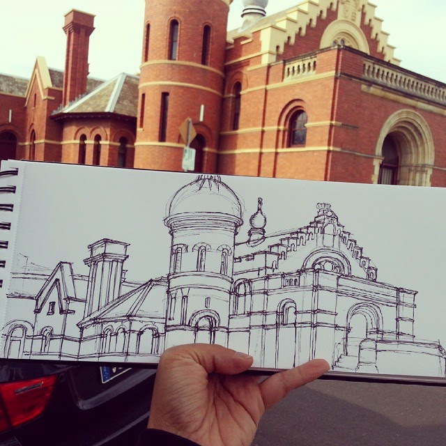 640x640 Urban Sketching Flemington Police Station - Police Station Sketch