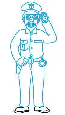 215x382 How To Draw A Policeman For Kids, Cartoons, , Easy Step By Step - Policeman Sketch