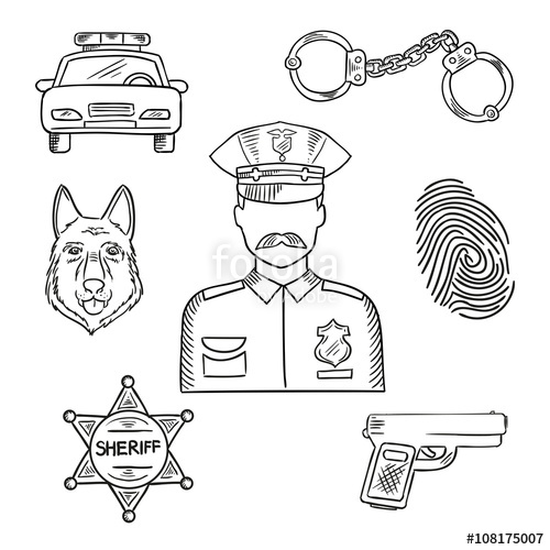 500x500 Police Officer Or Policeman Profession Sketch Icon Stock Image - Policeman Sketch