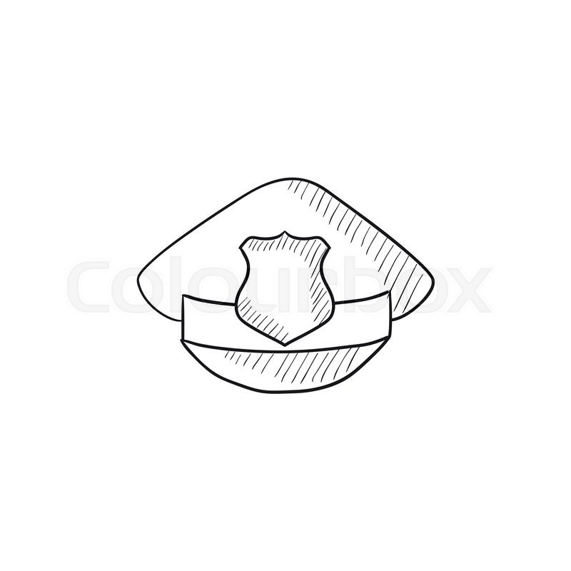 800x800 Policeman Hat With Badge Vector Sketch Icon Isolated On Background - Policeman Sketch