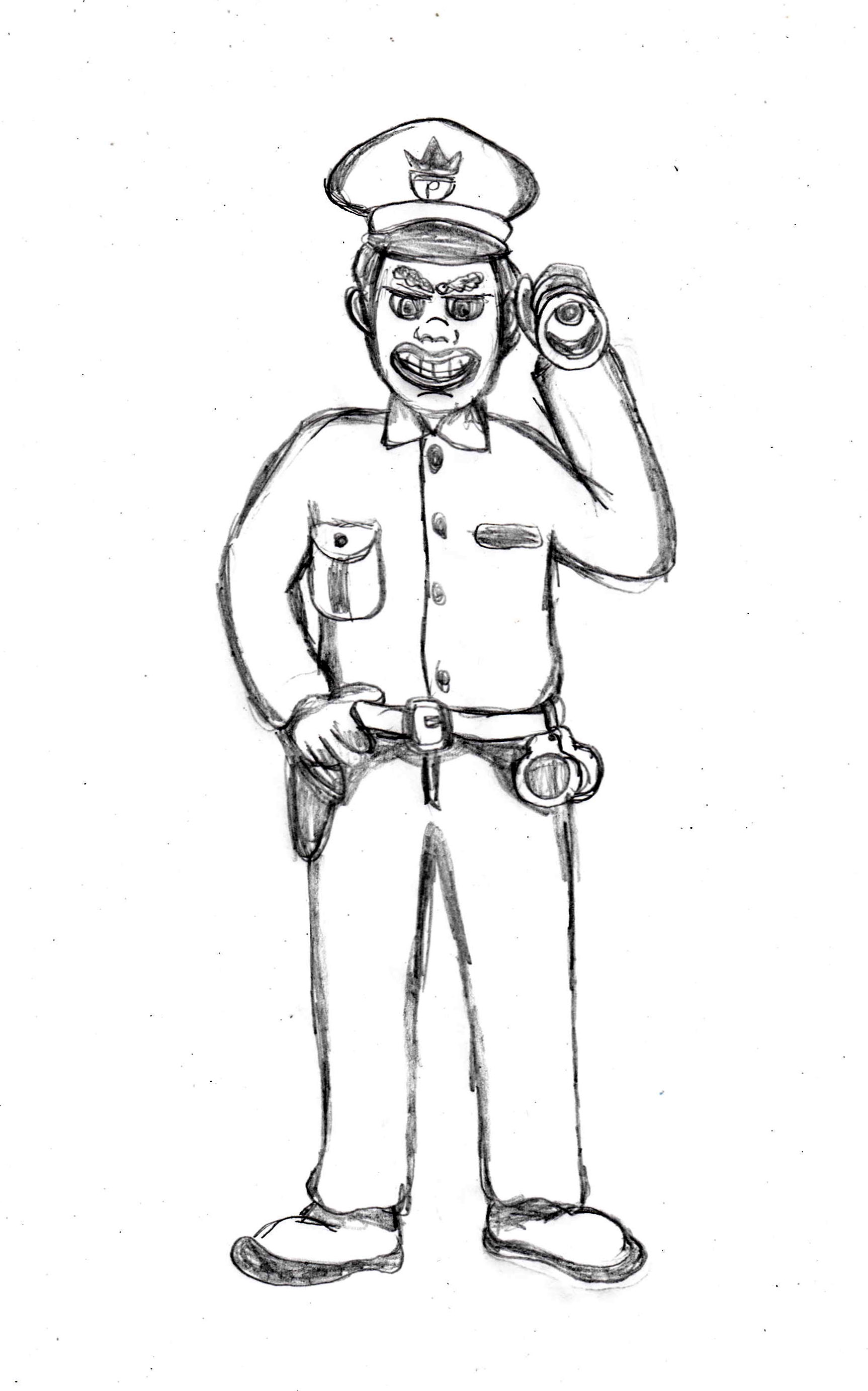 1726x2766 Policeman That Will Not Stop You, Drawing Guidelines - Policeman Sketch