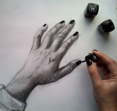 500x476 Drawing Illustration Art Pencil Black Hand Nail Polish Sketch - Polish Sketch