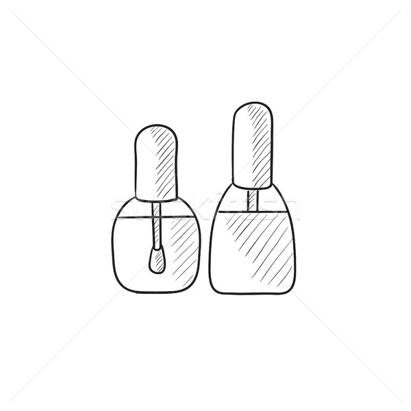 600x600 Bottles Of Nail Polish Sketch Icon. Vector Illustration Andrei - Polish Sketch