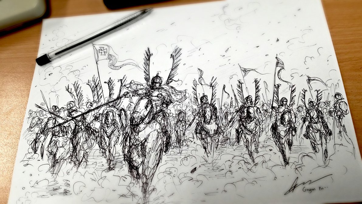 1191x670 Charge Of The Polish Hussars - Polish Sketch