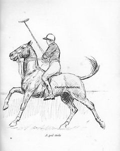 239x300 Polo Ponies Horse Vintage Art Sketch Print 1937 Rare Kf Barker Ebay - Polo Sketch