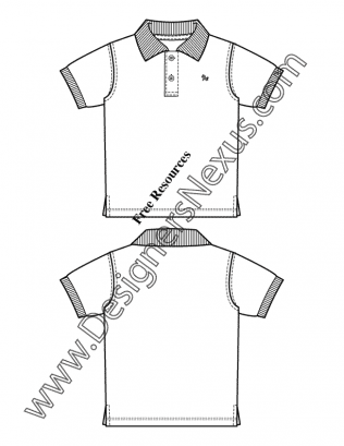 316x409 Toddler Infant Polo Shirt V14 Kids Illustrator Fashion Flat - Polo Sketch