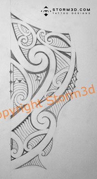 200x368 Maori Inspired Tattoo Sketch For Side Of The Lower Leg Que La - Polynesian Sketch