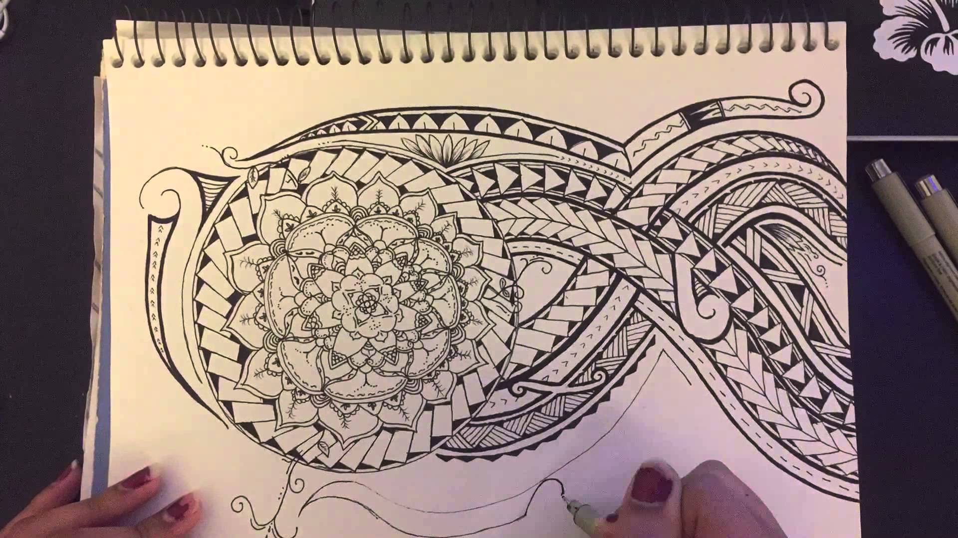 1920x1080 Time Lapse Drawing - Polynesian Sketch