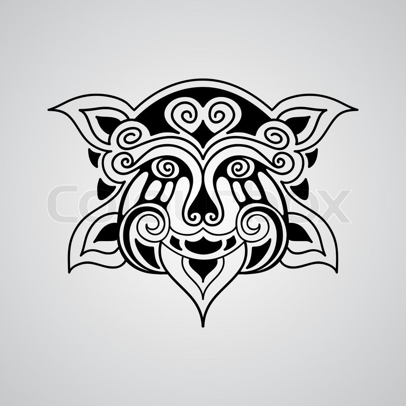 800x800 Vector Lion Face Tattoo Sketch, Polynesian Tattoo Style Stock - Polynesian Sketch